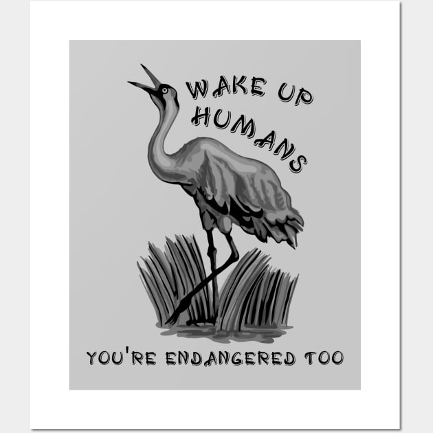 Endangered Whooping Crane Wall Art by Slightly Unhinged